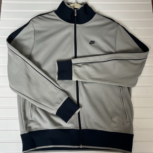 Nike Other - Mens Nike Track Jacket Full zip size Large Cotton blend grey/navy